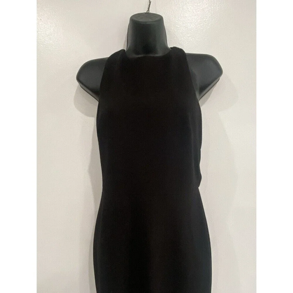 BHLDN Anthropologie Women's Size 6 Black Tie Bow Maxi dress Halter High Neck
